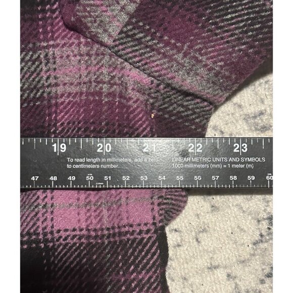 Chadwicks Wool Pea Coat Women Sz 16 Purple Plaid Double Breasted Button Front - Picture 6 of 12